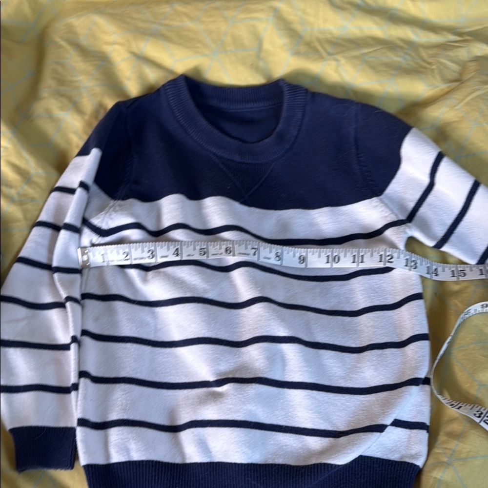 Navy and White Striped Men's Sweater